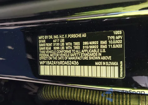 2024 Porsche Cayenne Coupe z USA, uszkodzony, nr VIN WP1BA2AY6RDA52436